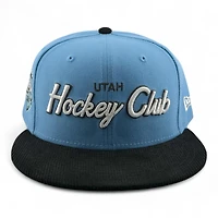 Utah Hockey Club Mountain Blue and Black Cord Bill Inaugural Patch Gray UV New Era 59FIFTY Fitted Hat