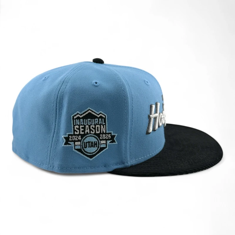 Utah Hockey Club Mountain Blue and Black Cord Bill Inaugural Patch Gray UV New Era 59FIFTY Fitted Hat