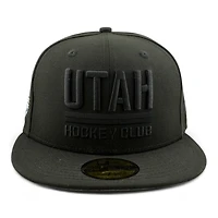 Utah Hockey Club Black on Inaugural Patch Gray UV New Era 59FIFTY Fitted Hat