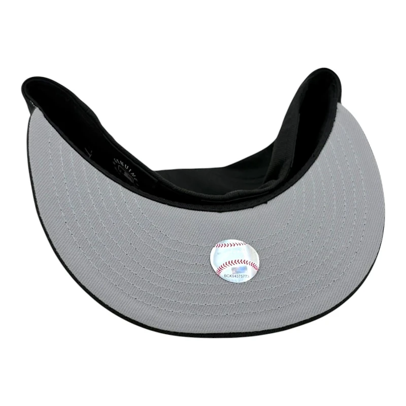 Los Angeles Dodgers on Black Metallic Green and Red Rose Grey UV New Era 59FIFTY Fitted Hat