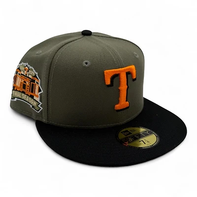 Texas Rangers Olive and Black Final Season Patch Gray UV New Era 59FIFTY Fitted Hat