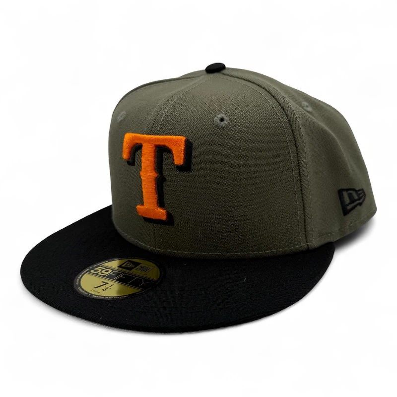 Texas Rangers Olive and Black Final Season Patch Gray UV New Era 59FIFTY Fitted Hat