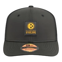 Pittsburgh Steelers Black 2025 NFL Sideline New Era 9SEVENTY Trucker Adjustable Snapback Hat
