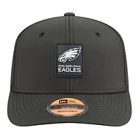 Philadelphia Eagles Black 2025 NFL Sideline New Era 9SEVENTY Trucker Adjustable Snapback Hat