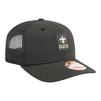 New Orleans Saints Black 2025 NFL Sideline New Era 9SEVENTY Trucker Adjustable Snapback Hat