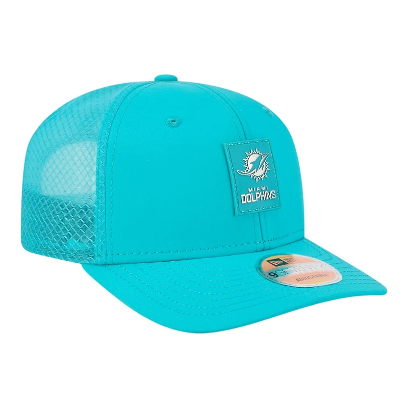 Miami Dolphins Aqua 2025 NFL Sideline New Era 9SEVENTY Trucker Adjustable Snapback Hat