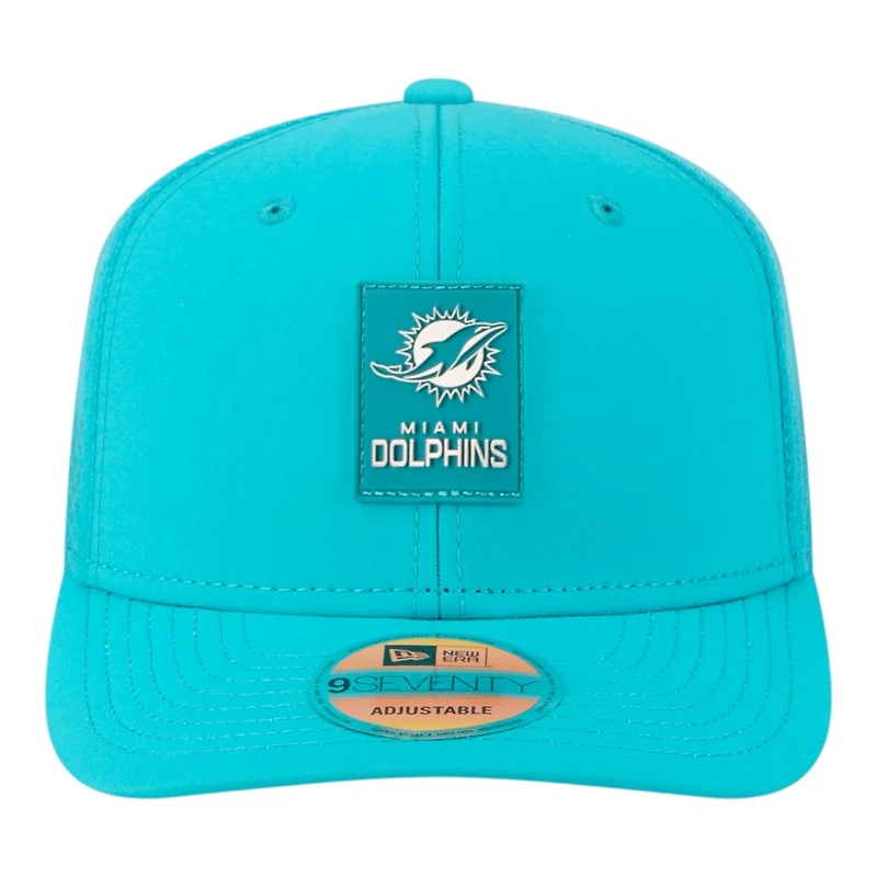Miami Dolphins Aqua 2025 NFL Sideline New Era 9SEVENTY Trucker Adjustable Snapback Hat