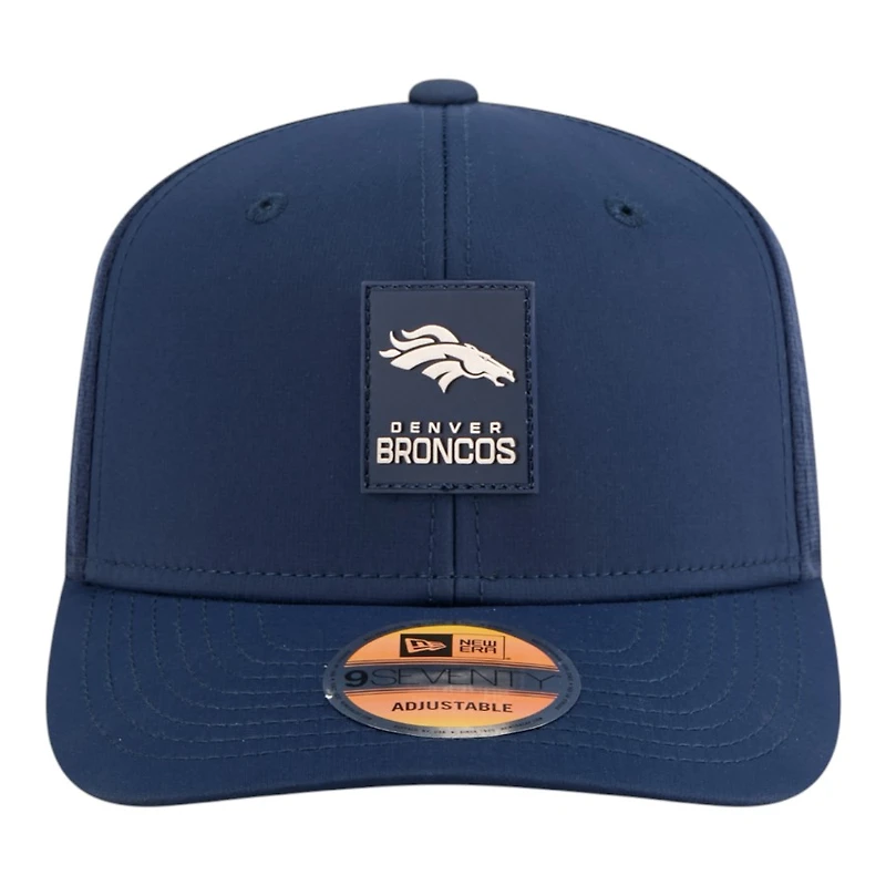 Denver Broncos Navy 2025 NFL Sideline New Era 9SEVENTY Trucker Adjustable Snapback Hat