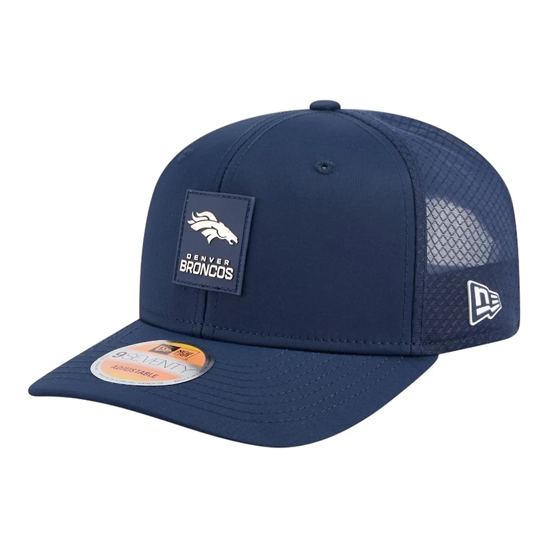 Denver Broncos Navy 2025 NFL Sideline New Era 9SEVENTY Trucker Adjustable Snapback Hat
