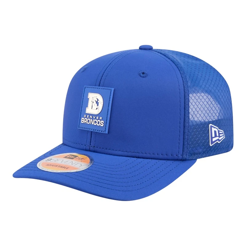 Denver Broncos Royal Blue 2025 NFL Sideline New Era 9SEVENTY Trucker Adjustable Snapback Hat