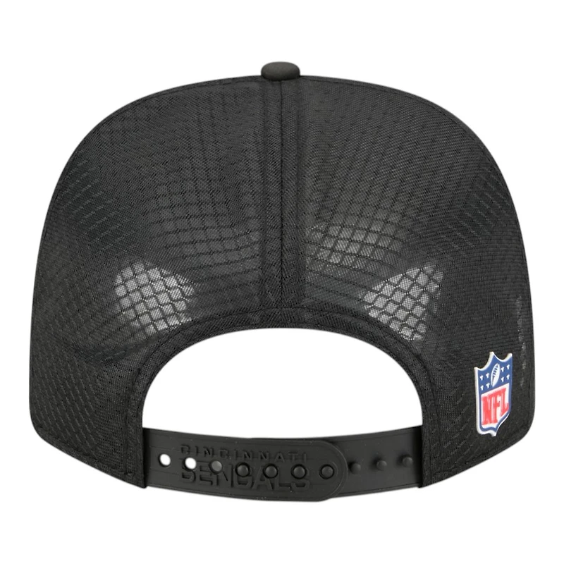 Cincinnati Bengals Black 2025 NFL Sideline New Era 9SEVENTY Trucker Adjustable Snapback Hat
