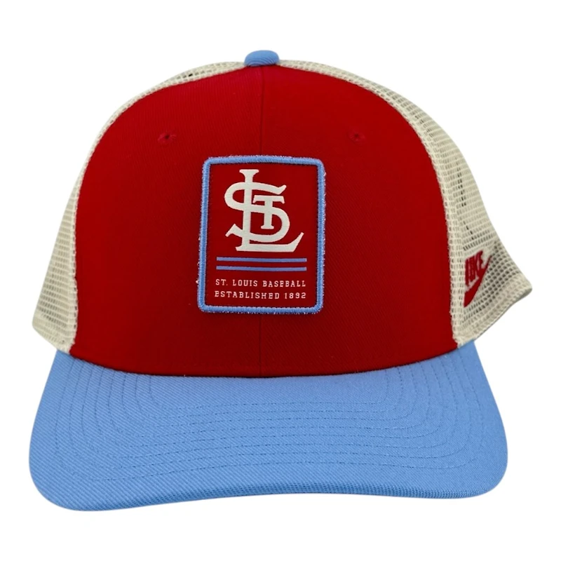 St. Louis Cardinals Red and Light Blue Nike Mesh Back Trucker Snapback Hat