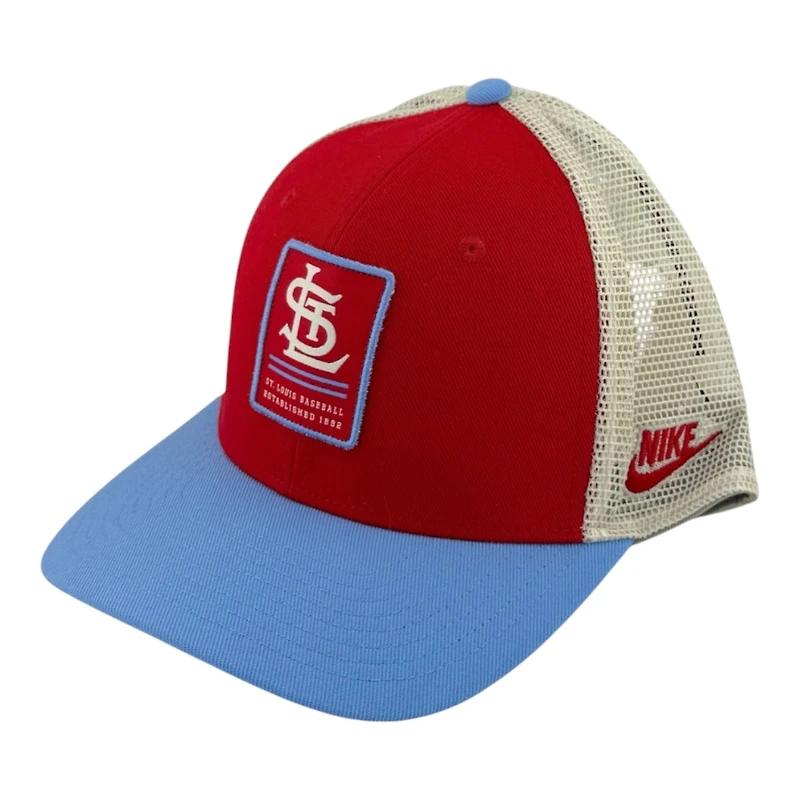 St. Louis Cardinals Red and Light Blue Nike Mesh Back Trucker Snapback Hat