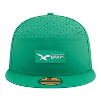 Philadelphia Eagles Kelly Green Throwback 2025 NFL Sideline Split Panel New Era 9FIFTY Snapback Hat