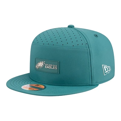 Philadelphia Eagles Midnight Green 2025 NFL Sideline Split Panel New Era 9FIFTY Snapback Hat
