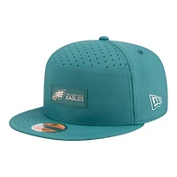 Philadelphia Eagles Midnight Green 2025 NFL Sideline Split Panel New Era 9FIFTY Snapback Hat