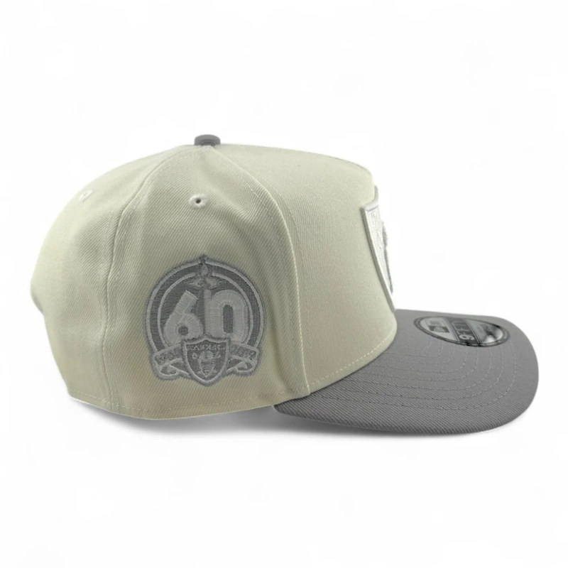 Las Vegas Raiders Chrome and Gray 60th Anniversary Patch New Era 9FIFTY A-Frame Snapback Hat