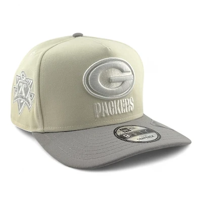 Green Bay Packers Chrome and Gray 75th Anniversary Patch New Era 9FIFTY A-Frame Snapback Hat