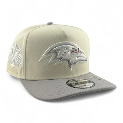 Baltimore Ravens Chrome and Gray 10th Anniversary Patch New Era 9FIFTY A-Frame Snapback Hat