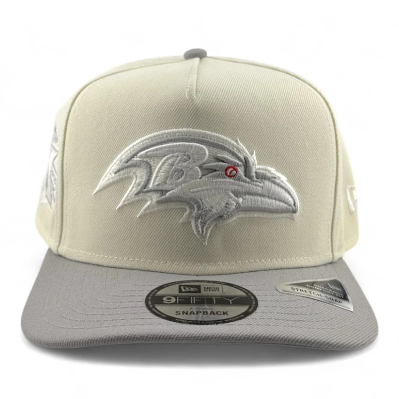 Baltimore Ravens Chrome and Gray 10th Anniversary Patch New Era 9FIFTY A-Frame Snapback Hat