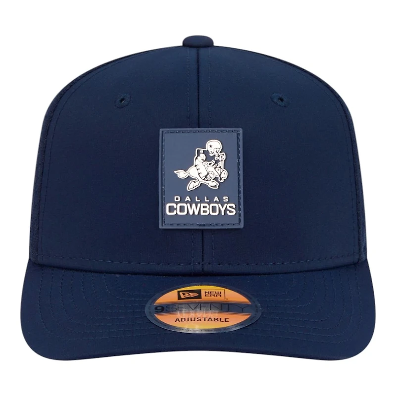 Dallas Cowboys Navy Throwback 2025 NFL Sideline New Era 9SEVENTY Trucker Adjustable Snapback Hat