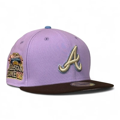Atlanta Braves Purple and Brown 2000 All Star Game Patch Pink UV New Era 59FIFTY Fitted Hat
