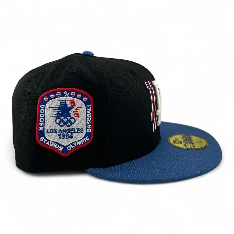 Los Angeles Dodgers Black and Indigo "84 Olympic Pack" Gray UV New Era 59FIFTY Fitted Hat