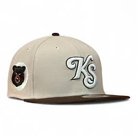 Knoxville Smokies Stone and Brown Bear Patch Pink UV MiLB New Era 59FIFTY Fitted Hat