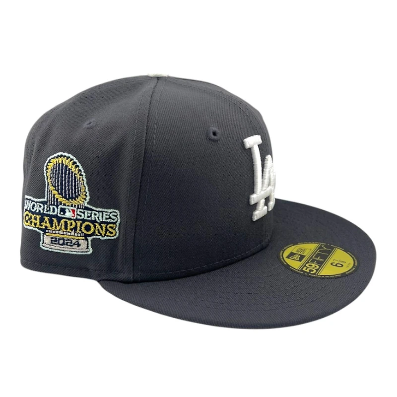 Los Angeles Dodgers Graphite 2024 World Series Champs Patch Grey UV New Era 59FIFTY Fitted Hat