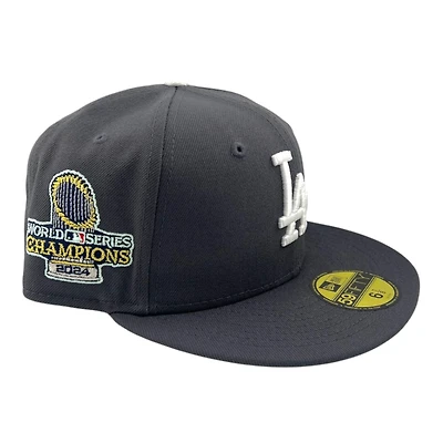 Los Angeles Dodgers Graphite 2024 World Series Champs Patch Grey UV New Era 59FIFTY Fitted Hat