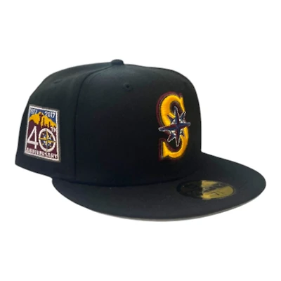 Seattle Mariners Black 40th Anniversary Patch Grey UV New Era 59FIFTY Fitted Hat