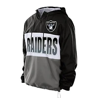 Las Vegas Raiders Black Ripstop Quarter-Zip New Era Hooded Windbreaker