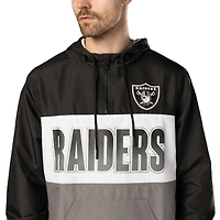 Las Vegas Raiders Black Ripstop Quarter-Zip New Era Hooded Windbreaker