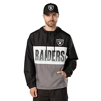 Las Vegas Raiders Black Ripstop Quarter-Zip New Era Hooded Windbreaker