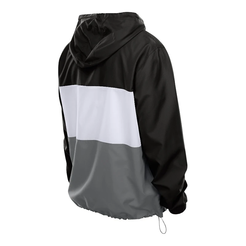 Las Vegas Raiders Black Ripstop Quarter-Zip New Era Hooded Windbreaker