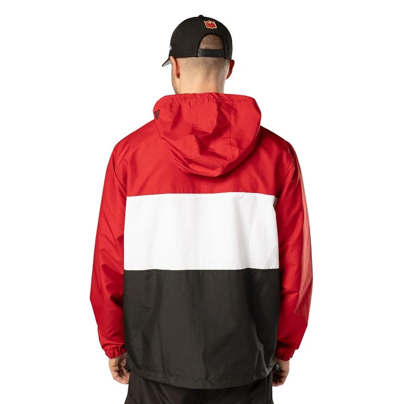 San Francisco 49ers Red Ripstop Quarter-Zip New Era Hooded Windbreaker