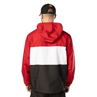 San Francisco 49ers Red Ripstop Quarter-Zip New Era Hooded Windbreaker