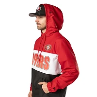 San Francisco 49ers Red Ripstop Quarter-Zip New Era Hooded Windbreaker