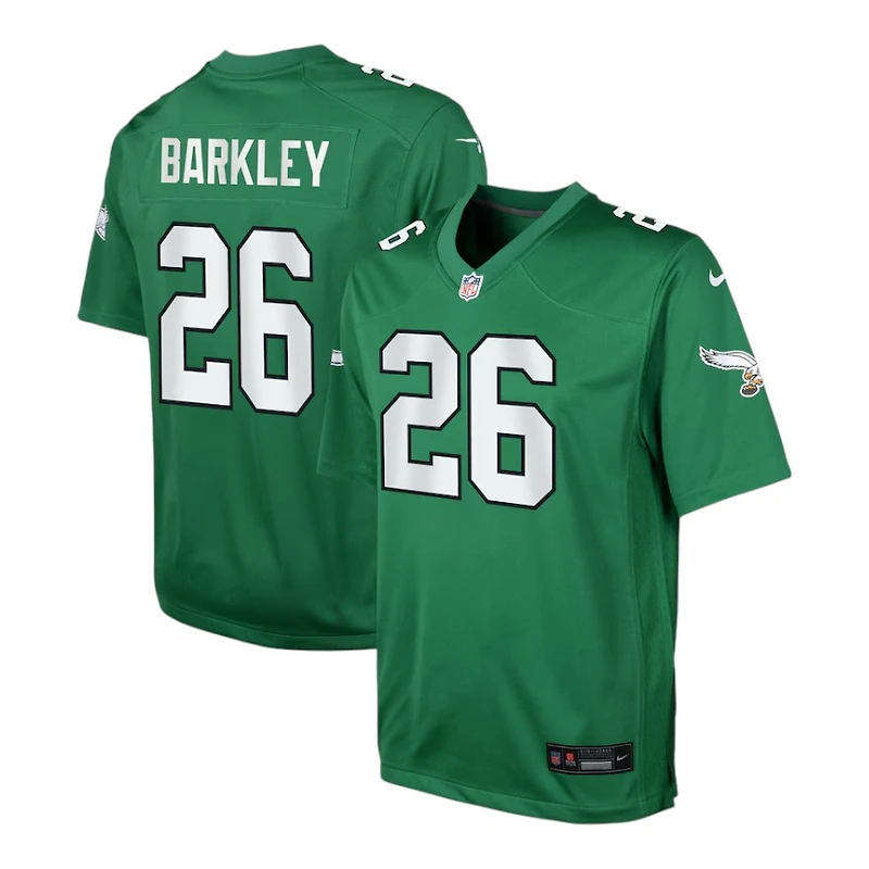 Youth Philadelphia Eagles Saquon Barkley Kelly Green Throwback Nike Game Jersey