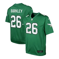 Youth Philadelphia Eagles Saquon Barkley Kelly Green Throwback Nike Game Jersey