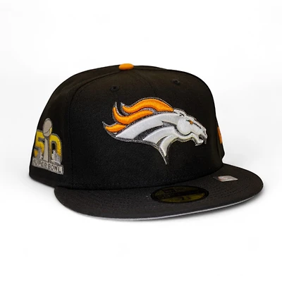 Denver Broncos Black Leon the Lab SB 50 Grey UV New Era 59FIFTY Fitted Hat