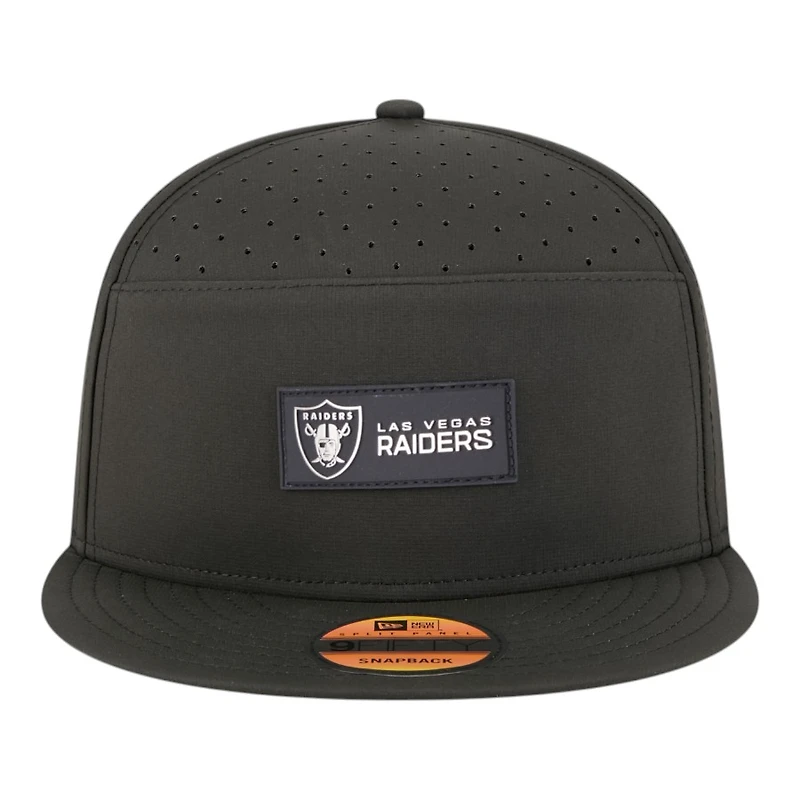 Las Vegas Raiders Black 2025 NFL Sideline Split Panel New Era 9FIFTY Snapback Hat