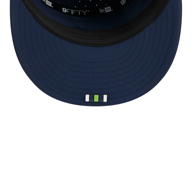 Seattle Seahawks Navy 2025 NFL Sideline Split Panel New Era 9FIFTY Snapback Hat