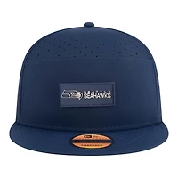 Seattle Seahawks Navy 2025 NFL Sideline Split Panel New Era 9FIFTY Snapback Hat