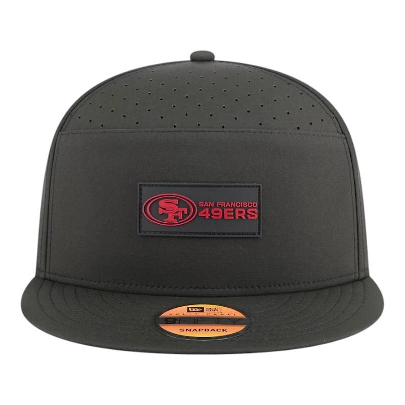 San Francisco 49ers Black 2025 NFL Sideline Split Panel New Era 9FIFTY Snapback Hat