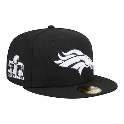 Denver Broncos and White Super Bowl 50 Patch Grey UV New Era 59FIFTY Fitted Hat