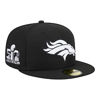 Denver Broncos and White Super Bowl 50 Patch Grey UV New Era 59FIFTY Fitted Hat
