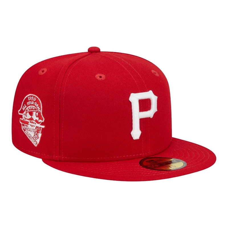 Pittsburgh Pirates Red and White 1959 All Star Game Patch Grey UV New Era 59FIFTY Fitted Hat