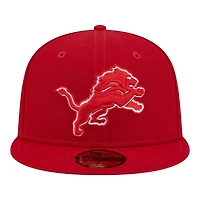 Detroit Lions Red and White 75 Seasons Patch Grey UV New Era 59FIFTY Fitted Hat