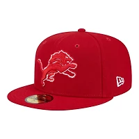 Detroit Lions Red and White 75 Seasons Patch Grey UV New Era 59FIFTY Fitted Hat